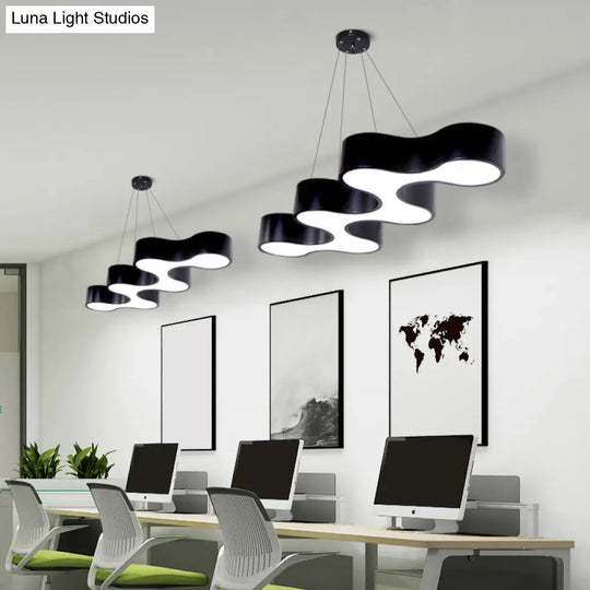 Modern Wave Led Suspension Light: Acrylic Chandelier For Meeting Rooms