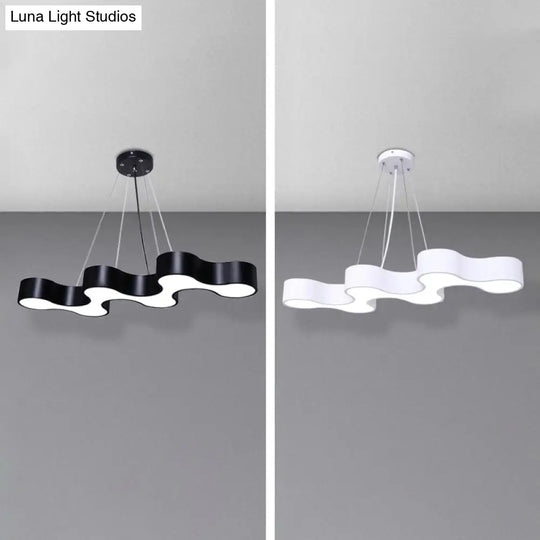 Modern Wave Led Suspension Light: Acrylic Chandelier For Meeting Rooms