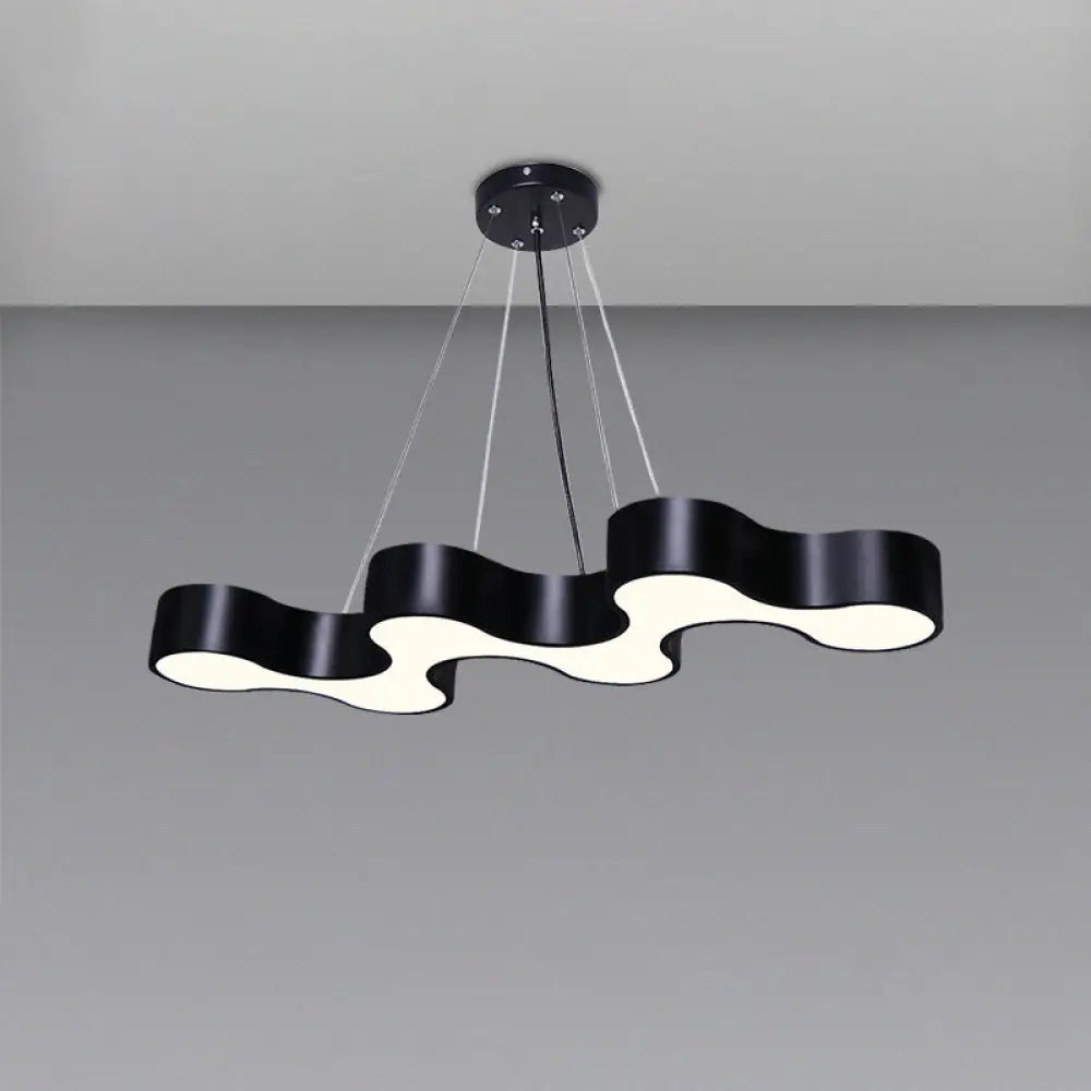 Modern Wave Led Suspension Light: Acrylic Chandelier For Meeting Rooms Black / Natural