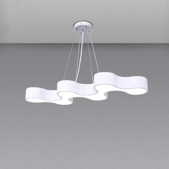 Modern Wave Led Suspension Light: Acrylic Chandelier For Meeting Rooms White /