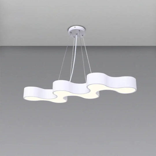 Modern Wave Led Suspension Light: Acrylic Chandelier For Meeting Rooms White / Natural