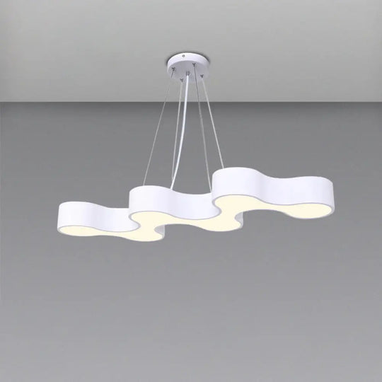 Modern Wave Led Suspension Light: Acrylic Chandelier For Meeting Rooms White / Warm