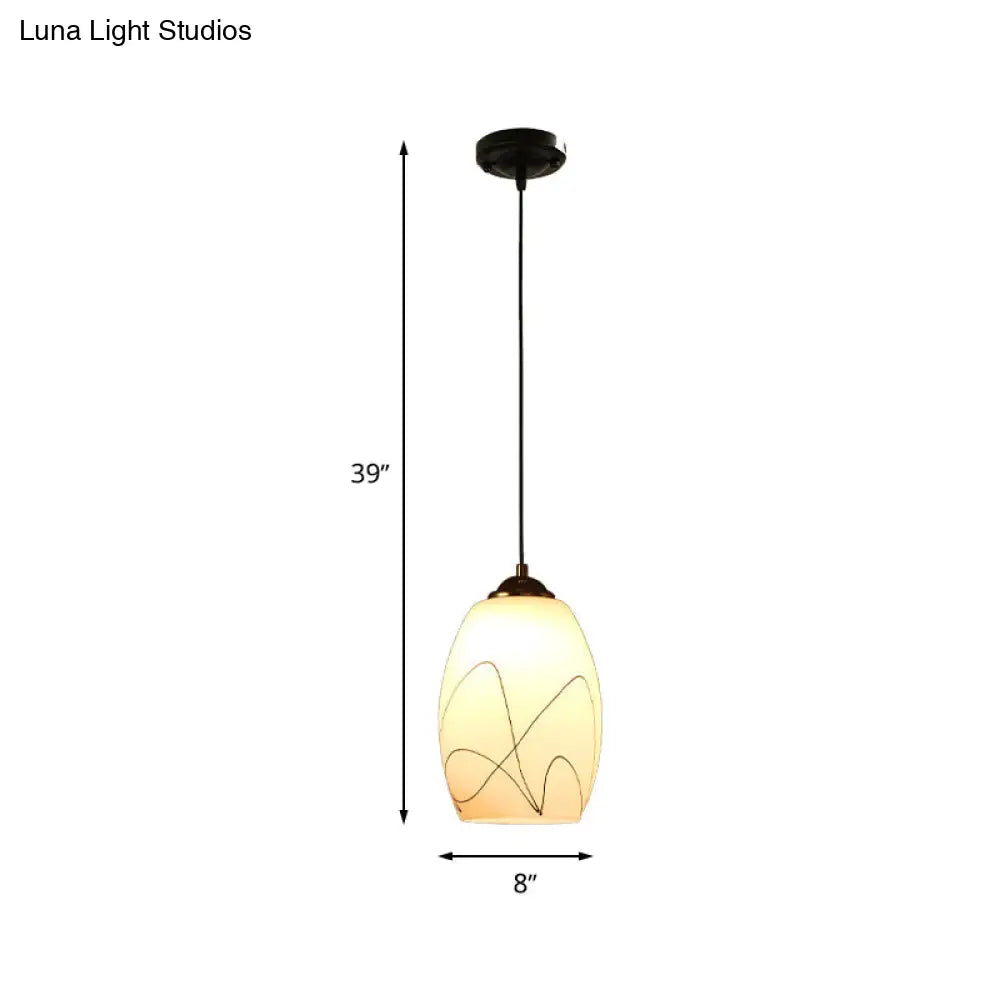 Modern Wave Tulip White Glass Pendant Lamp With Black Hanging Ceiling Light - Ideal For Dining Room