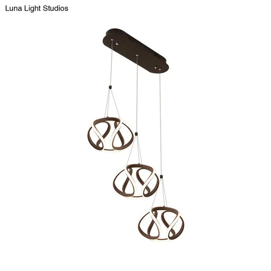 Modern Waving Acrylic Island Pendant Light: Brown Hanging Ceiling Light With Adjustable Cords