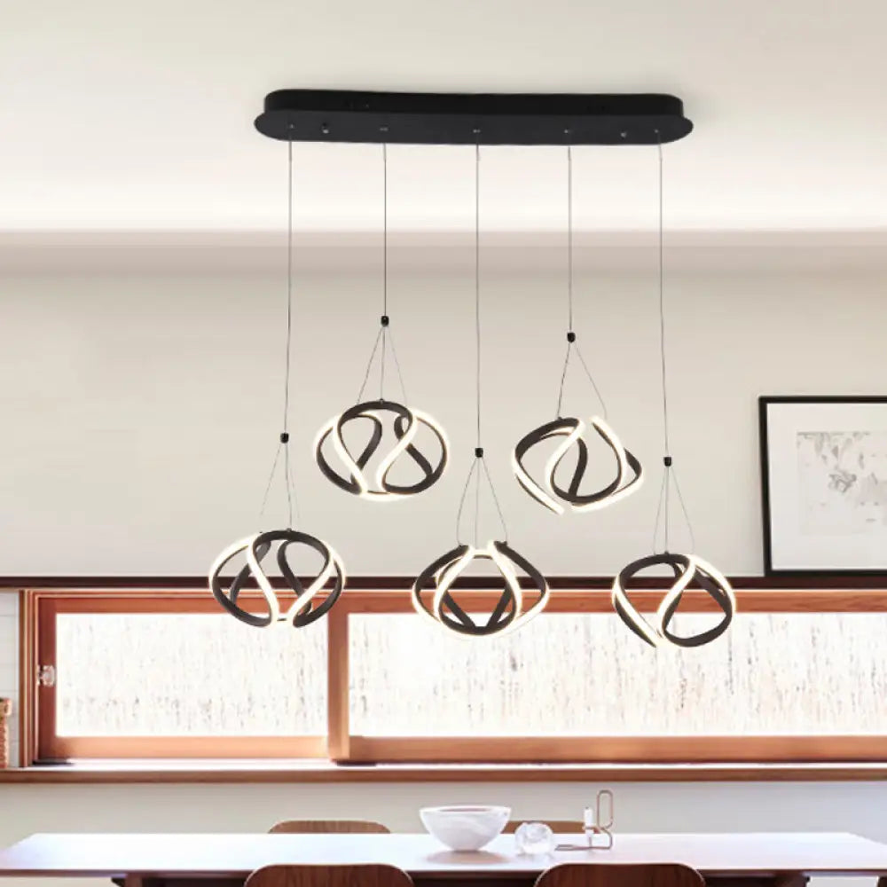 Modern Waving Acrylic Island Pendant Light: Brown Hanging Ceiling Light With Adjustable Cords