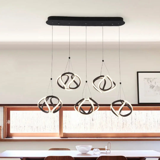 Modern Waving Acrylic Island Pendant Light: Brown Hanging Ceiling Light With Adjustable Cords