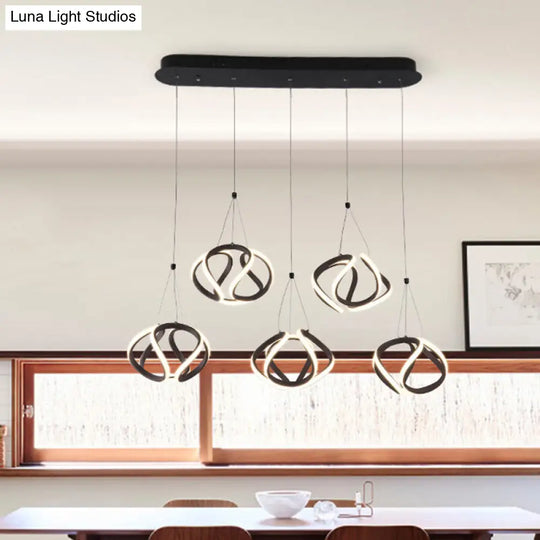 Modern Waving Brown Pendant Light: Acrylic Island Ceiling Lamp With Adjustable Cords 5 /