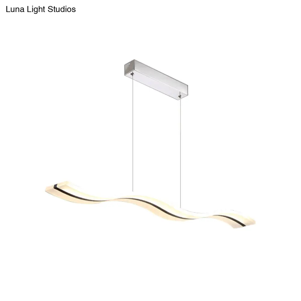 White Wavy Office Pendant Light - Minimalist Led Hanging Ceiling Fixture