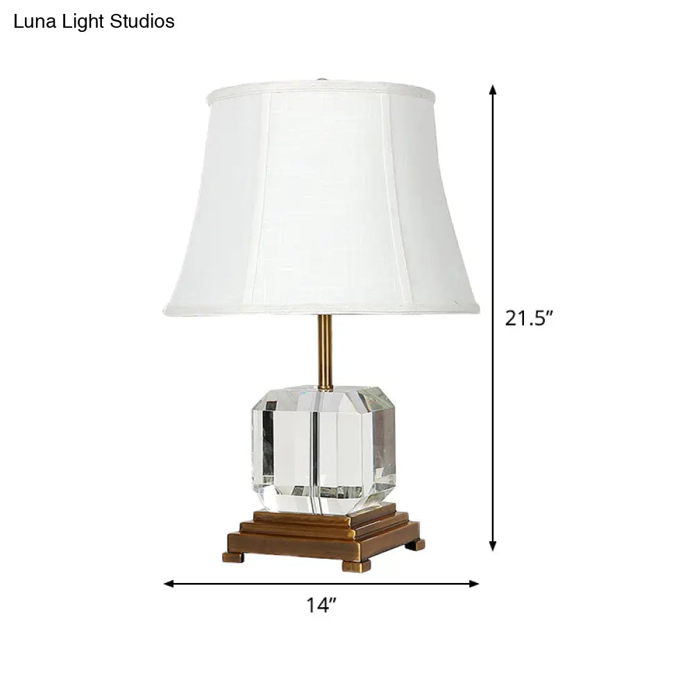 Modern White 1-Head Study Lamp With Fabric Shade - Sleek Reading Light