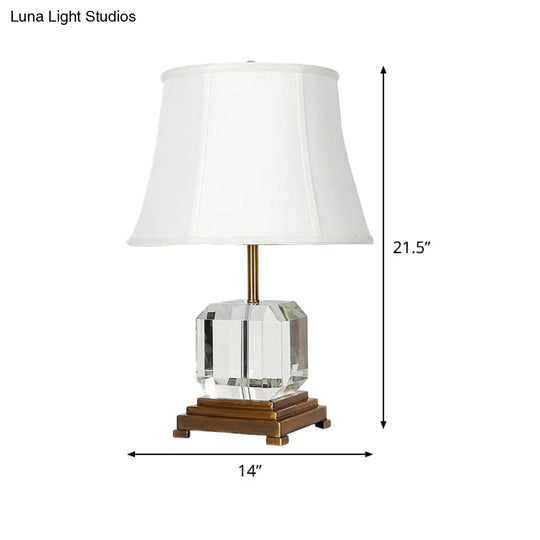 Modern White 1-Head Study Lamp With Fabric Shade - Sleek Reading Light