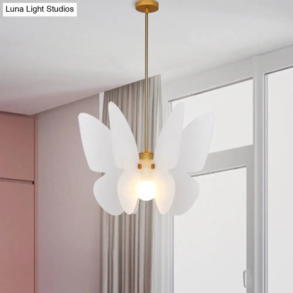 White Acrylic Butterfly Ceiling Pendant Light Kit - Modern Single Head For Dining Room