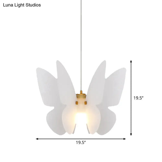 White Acrylic Butterfly Ceiling Pendant Light Kit - Modern Single Head For Dining Room