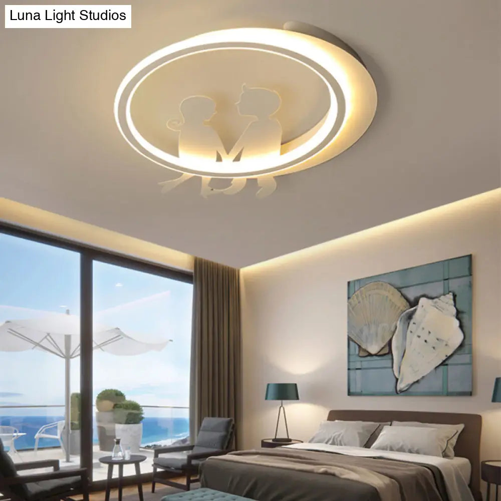 Modern White Acrylic Circle Ceiling Light Fixture For Bedroom - Contemporary Design / 16 Warm