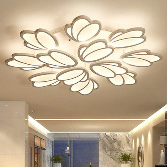 Modern White Acrylic Floral Led Semi Flush Ceiling Light Fixture For Living Room 12 / Warm