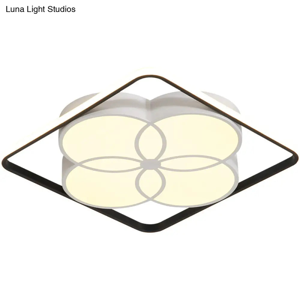 Modern White Acrylic Flower-Style Bedroom Flush Mount Ceiling Light With Warm/White Lighting