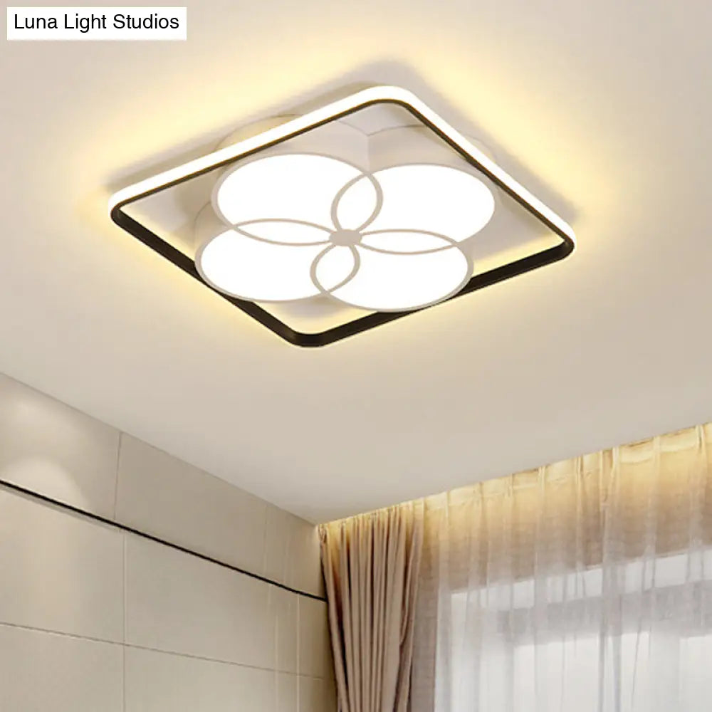 Modern White Acrylic Flower-Style Bedroom Flush Mount Ceiling Light With Warm/White Lighting