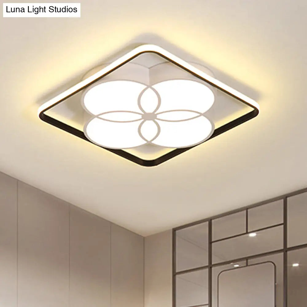 Modern White Acrylic Flower-Style Bedroom Flush Mount Ceiling Light With Warm/White Lighting