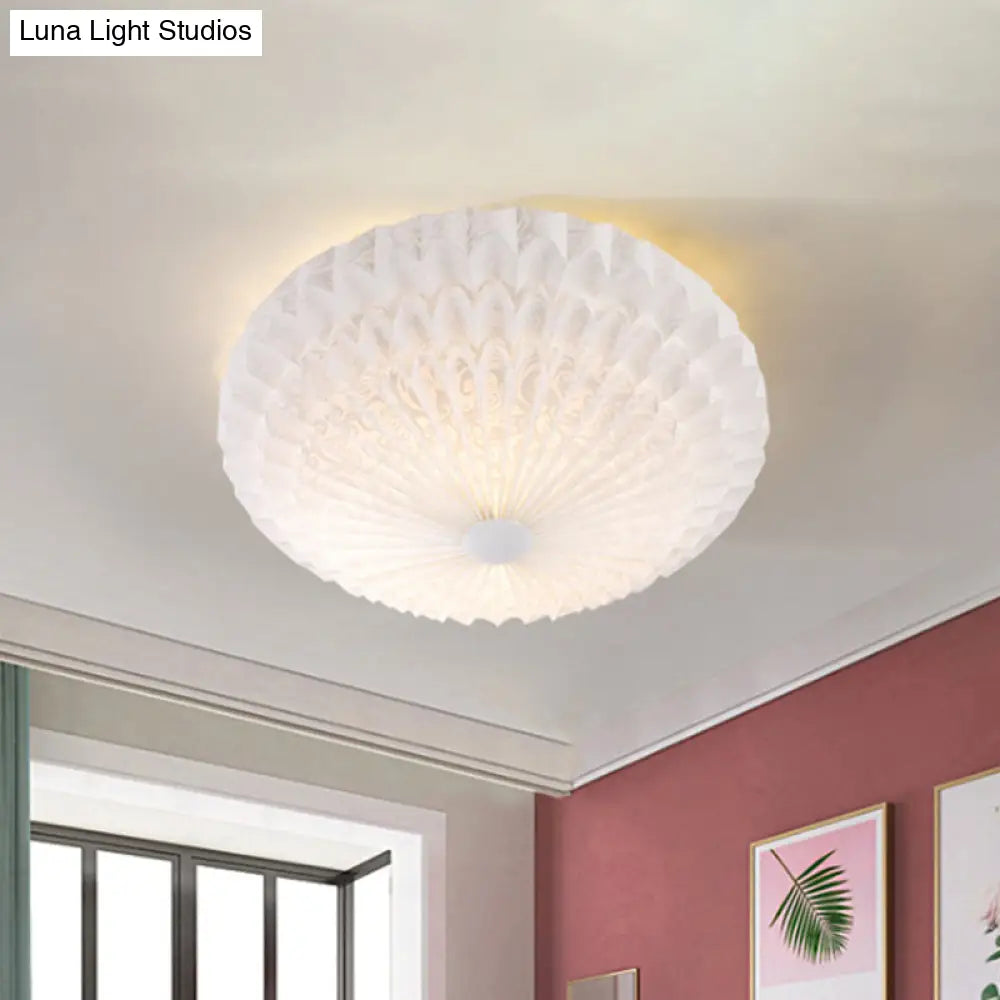 Modern White Acrylic Flush Mount Led Light With Dome Shade - 21’/26’ Wide