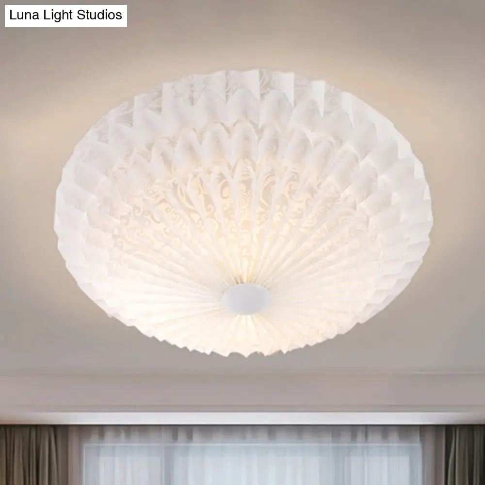 Modern White Acrylic Flush Mount Led Light With Dome Shade - 21’/26’ Wide