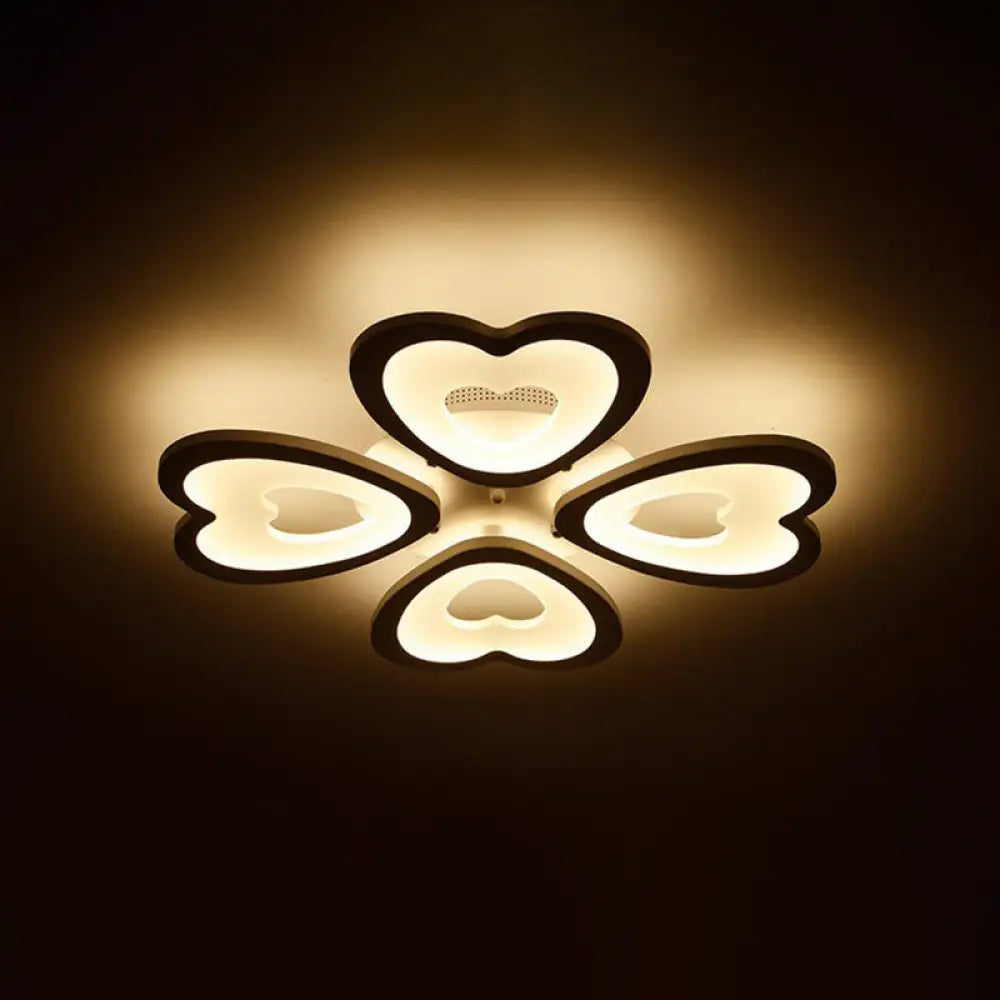 Modern White Acrylic Heart Led Semi Flush Ceiling Light Fixture For Living Room 4 / Warm