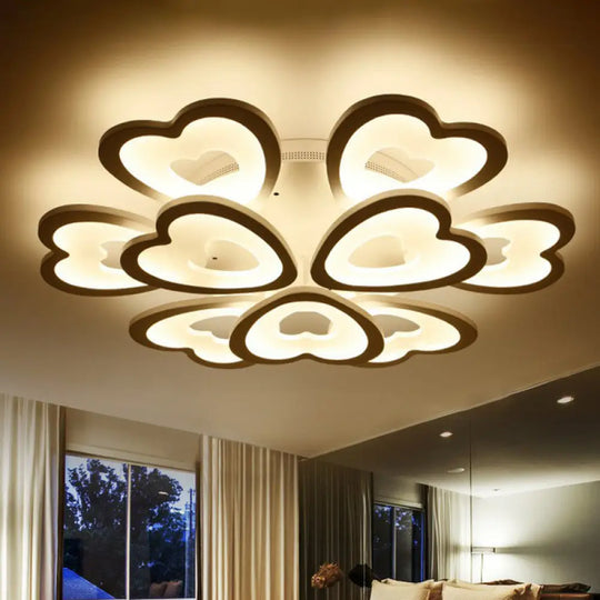 Modern White Acrylic Heart Led Semi Flush Ceiling Light Fixture For Living Room 9 / Warm