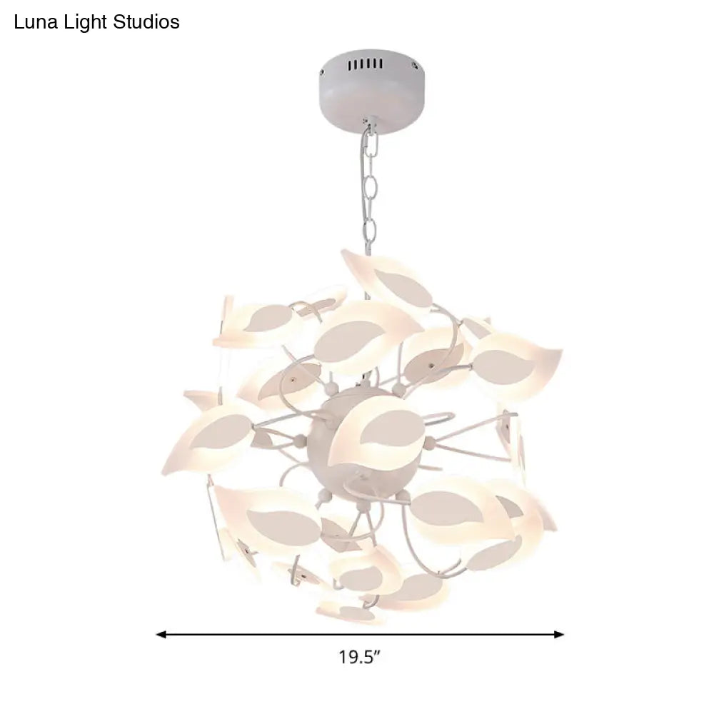 Modern Acrylic White Leaf Chandelier Led Pendant Light For Dining Room