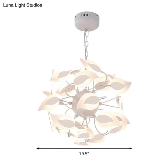 Modern Acrylic White Leaf Chandelier Led Pendant Light For Dining Room