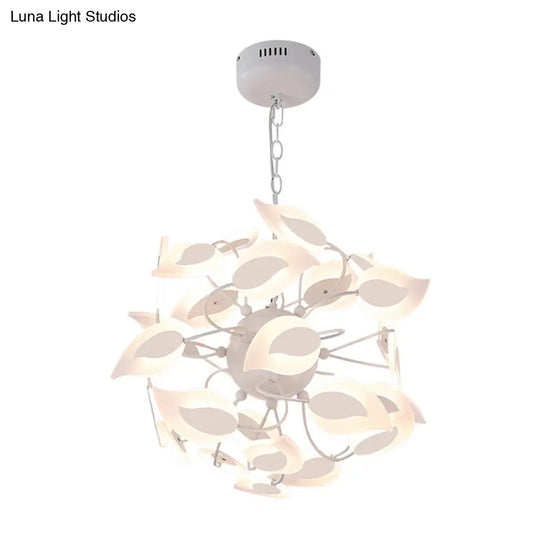 Modern Acrylic White Leaf Chandelier Led Pendant Light For Dining Room