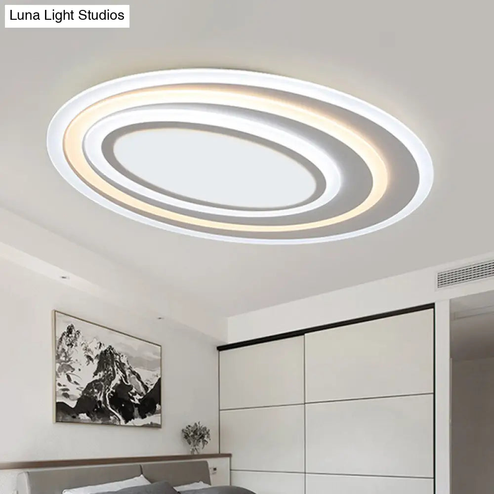 Modern White Acrylic Led Ceiling Light - Flush Mount Surface Lighting Available In 19.5/23.5/39
