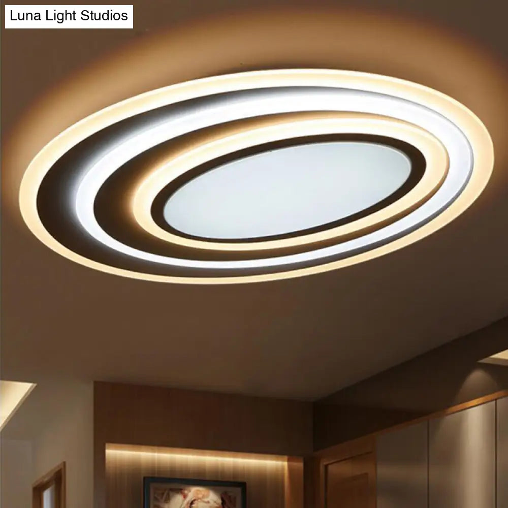 Modern White Acrylic Led Ceiling Light - Flush Mount Surface Lighting Available In 19.5/23.5/39