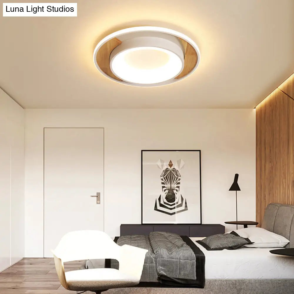 Modern White Acrylic Led Ceiling Light For Bedroom - 16/19.5 Wide Round Flush Mount