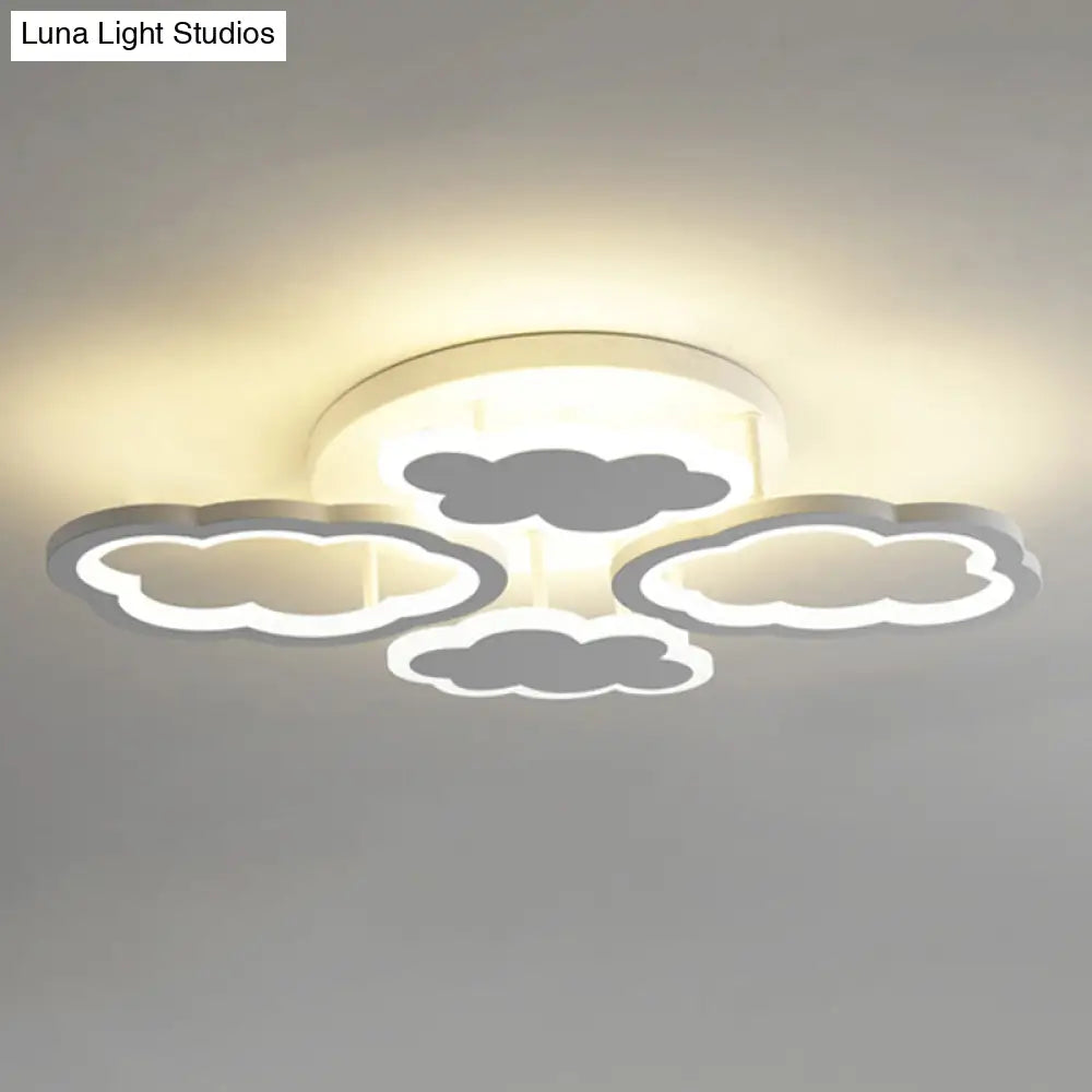 Modern White Acrylic Led Ceiling Light For Bedroom - Floating Cloud Flush Mount