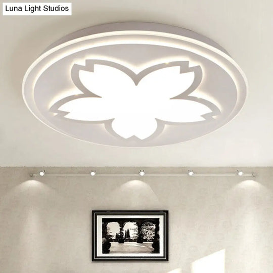 Modern White Acrylic Led Ceiling Light With Circular Petal Design For Kitchen / 16 Warm