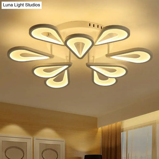 Modern White Acrylic Led Ceiling Light With Flower Design For Living Room 9 / Warm