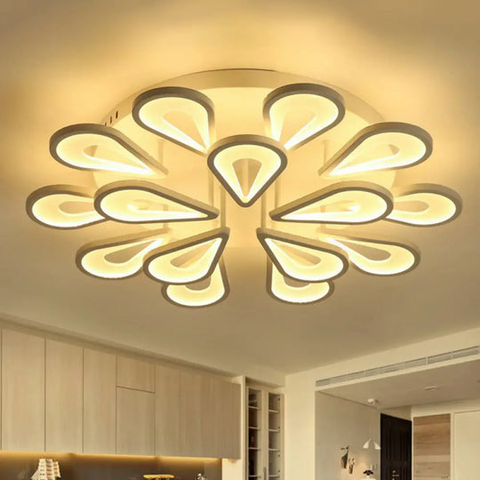 Modern White Acrylic Led Ceiling Light With Flower Design For Living Room 15 / Warm