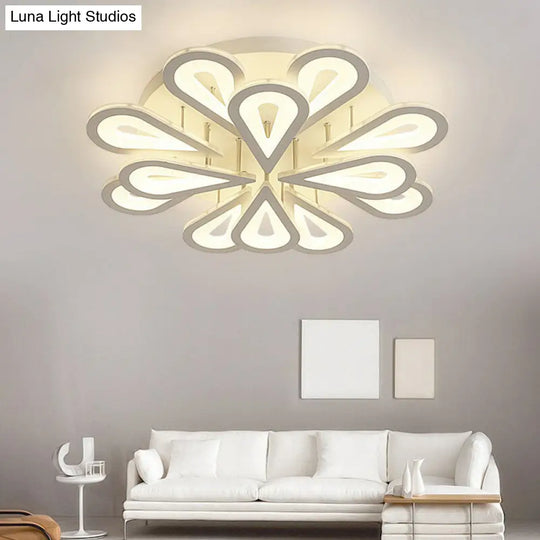 Modern White Acrylic Led Ceiling Light With Flower Design For Living Room 12 / Warm