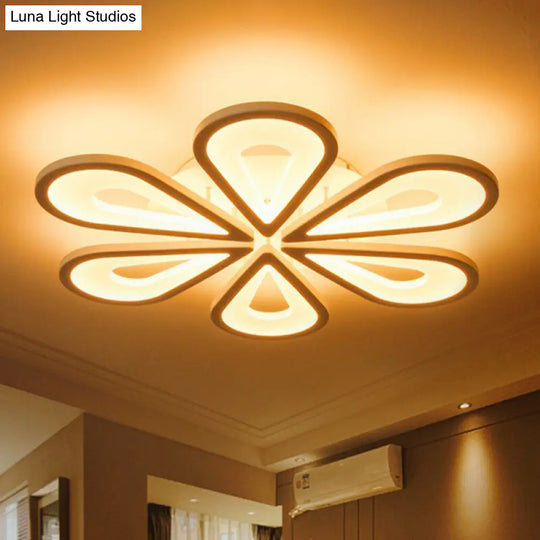 Modern White Acrylic Led Ceiling Light With Flower Design For Living Room 6 / Warm