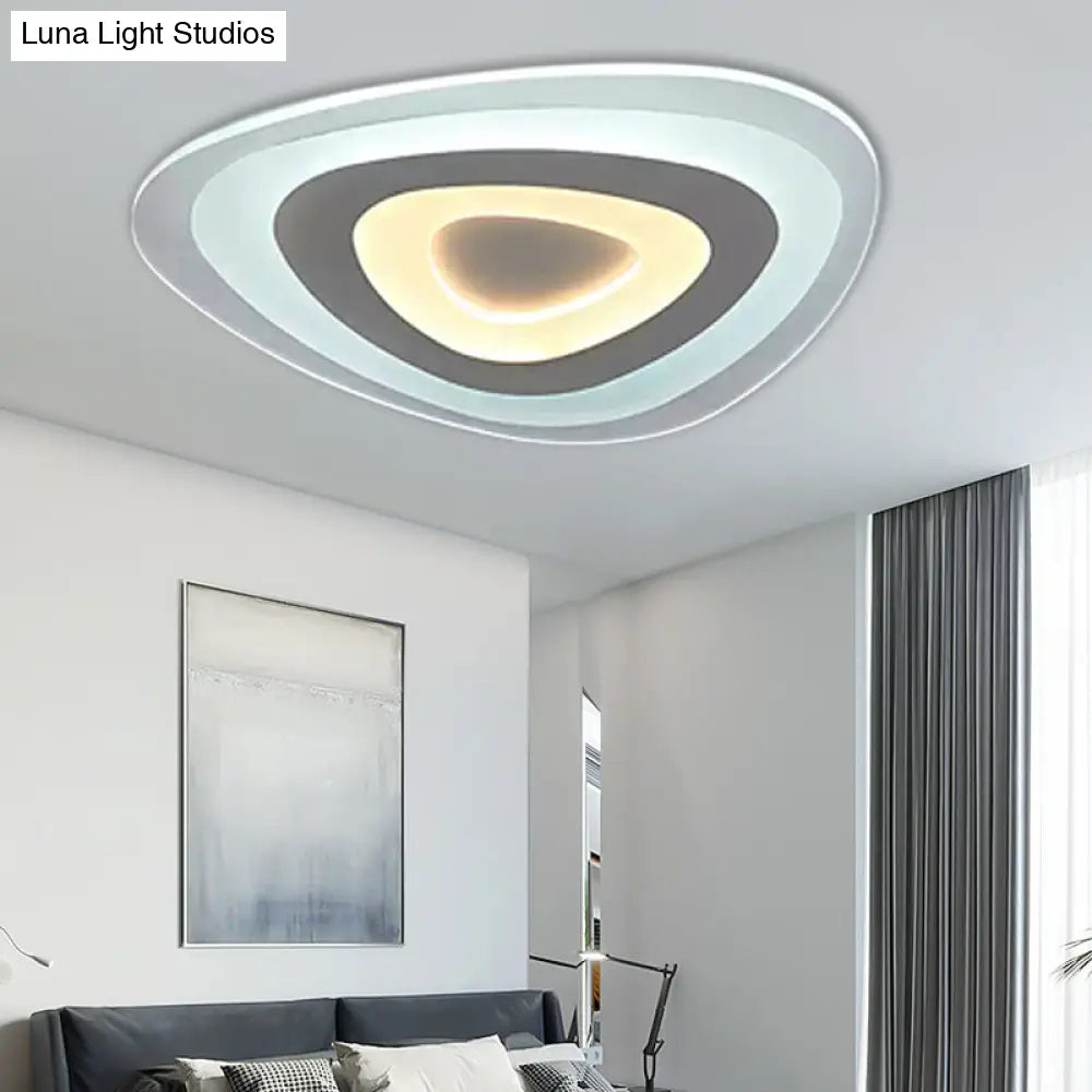 Modern White Acrylic Led Ceiling Mount Light - Triangle Design For Dining Room