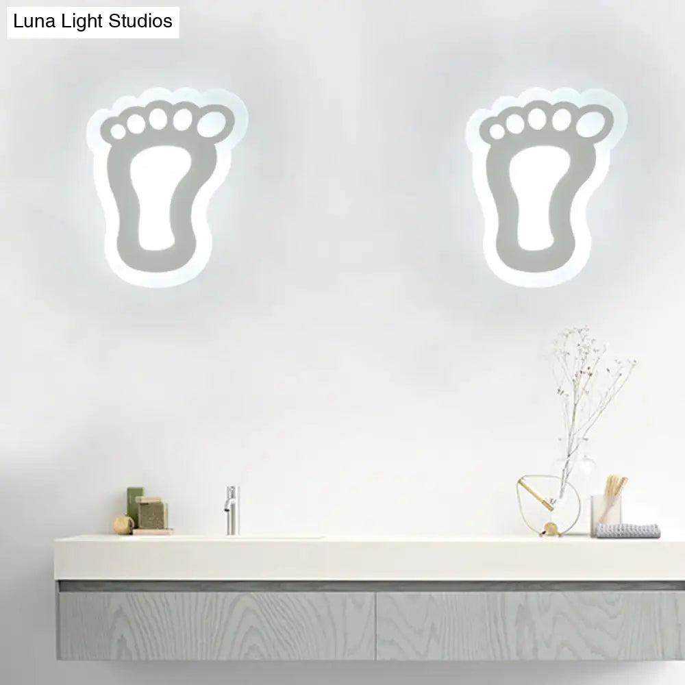 Modern White Acrylic Led Wall Lamp For Stairs - Flat Cartoon Shape Stylish Design