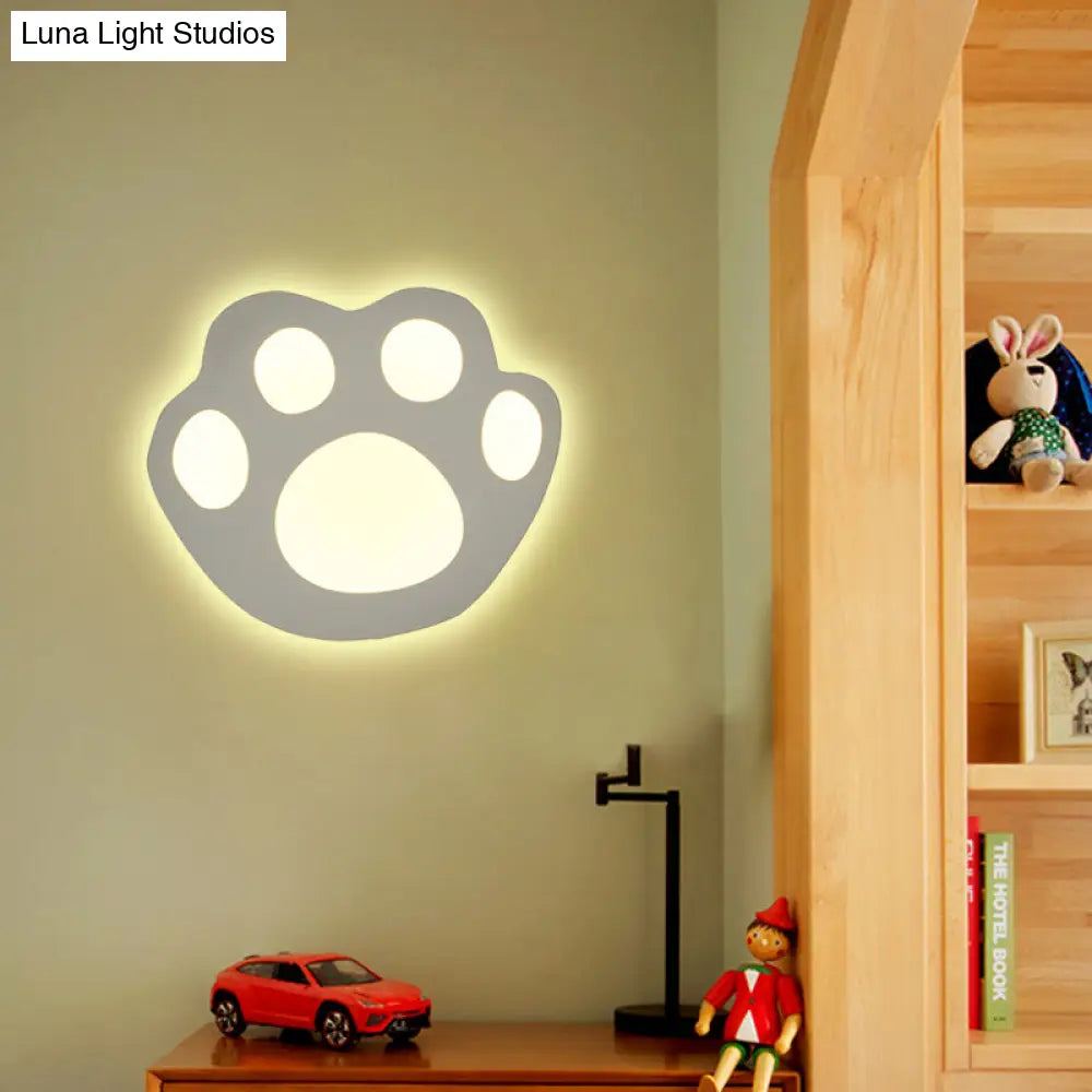 Modern White Acrylic Led Wall Lamp For Stairs - Flat Cartoon Shape Stylish Design