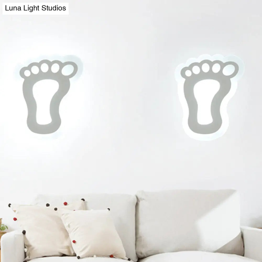 Modern White Acrylic Led Wall Lamp For Stairs - Flat Cartoon Shape Stylish Design