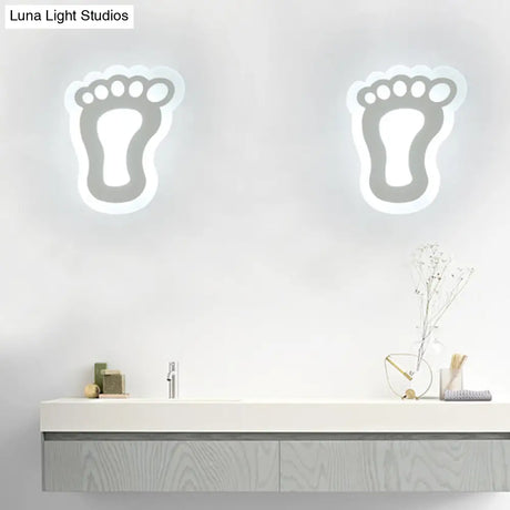 Modern White Acrylic Led Wall Lamp For Stairs - Flat Cartoon Shape Stylish Design