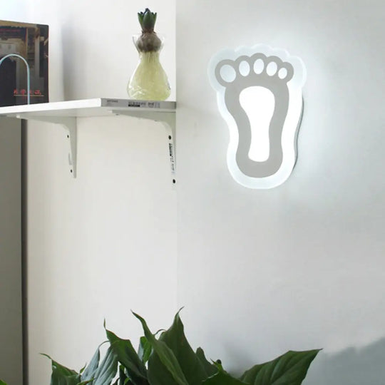 Modern White Acrylic Led Wall Lamp For Stairs - Flat Cartoon Shape Stylish Design / D