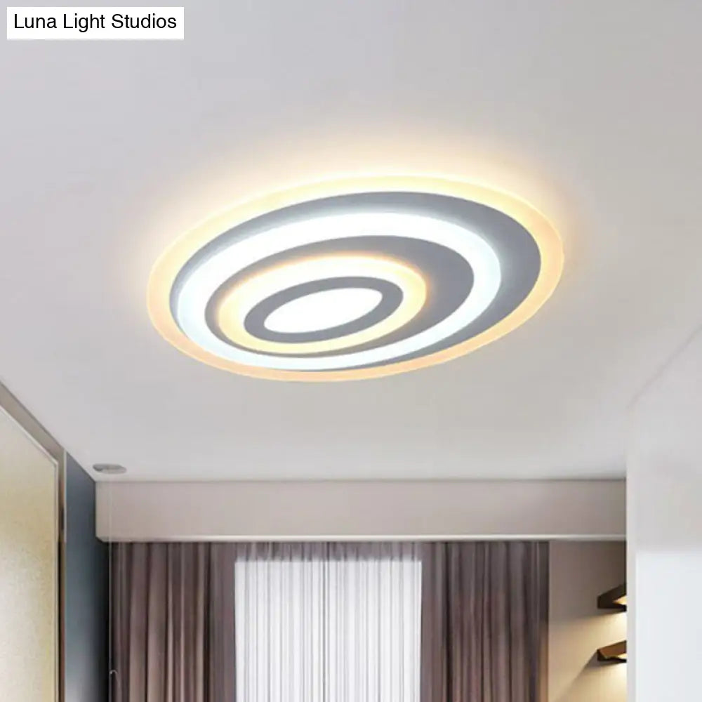 Modern White Acrylic Oval Led Flush Mount Ceiling Light For Bedrooms