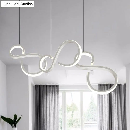 Twisted Acrylic Pendant Lighting: 31.5/43 Wide Led Ceiling Light In White - Perfect For Living Room