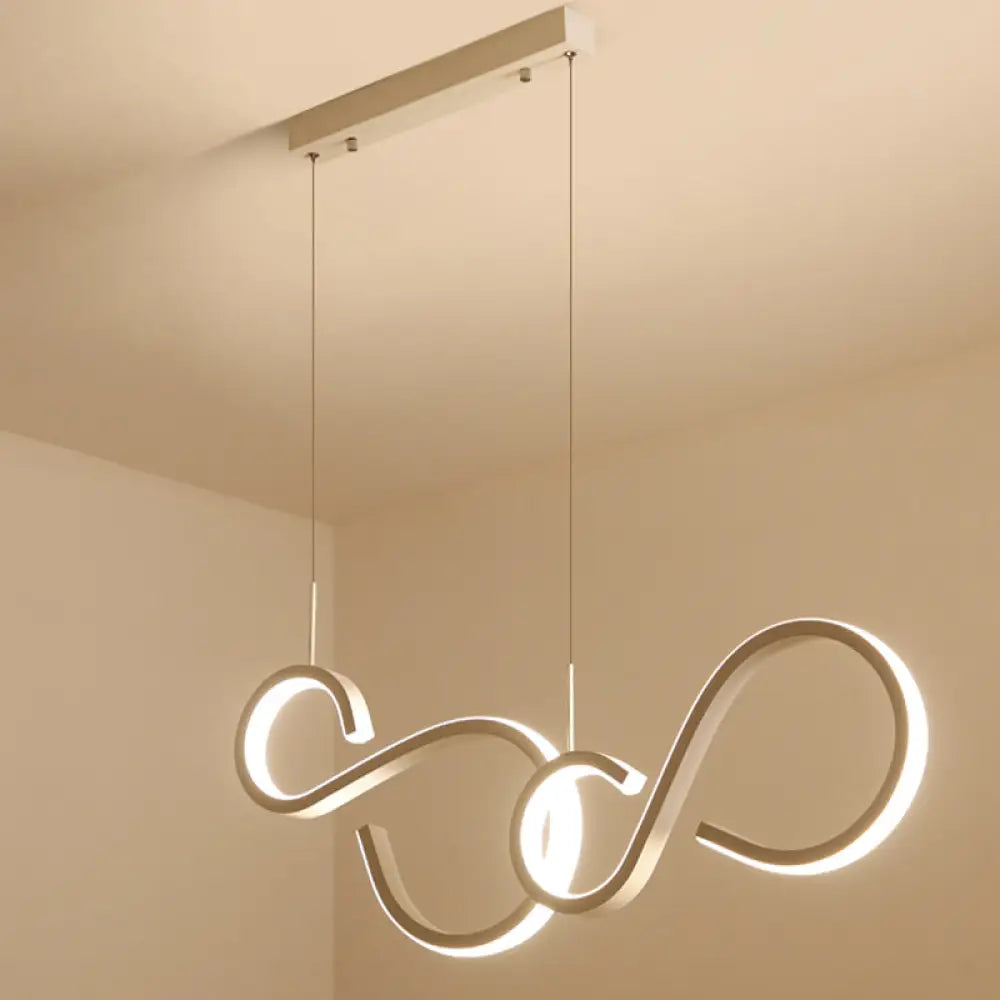 Modern White Acrylic Pendant Lighting - Twisted Design Led 31.5’/43’ Wide Ideal For Living