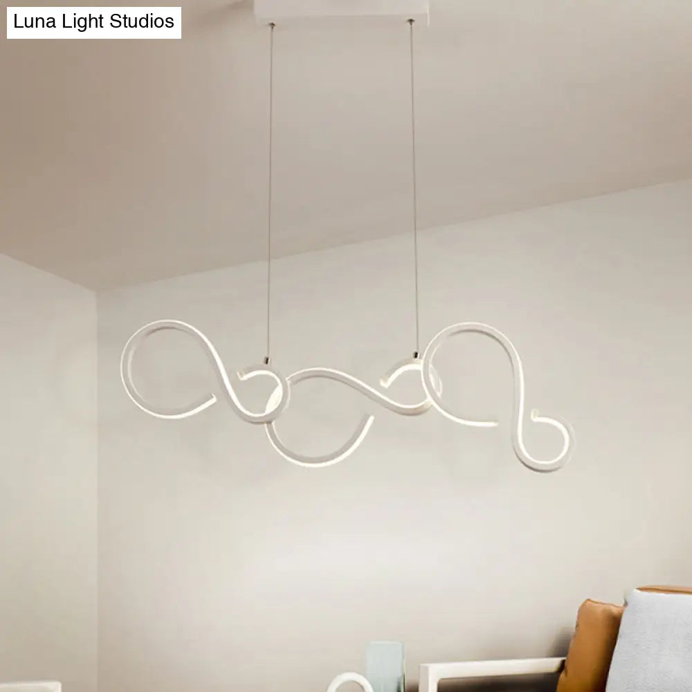 Modern White Acrylic Pendant Lighting - Twisted Design Led 31.5’/43’ Wide Ideal For Living Rooms