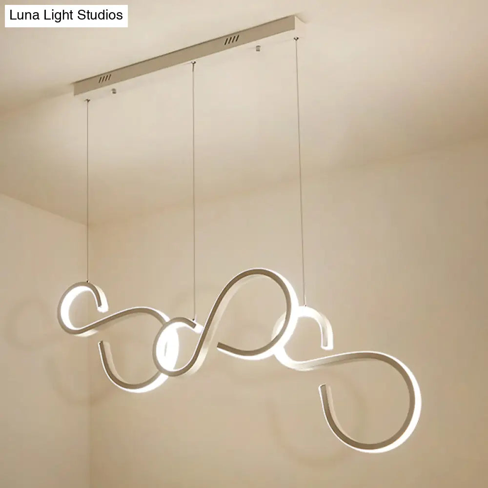 Modern White Acrylic Pendant Lighting - Twisted Design Led 31.5’/43’ Wide Ideal For Living Rooms