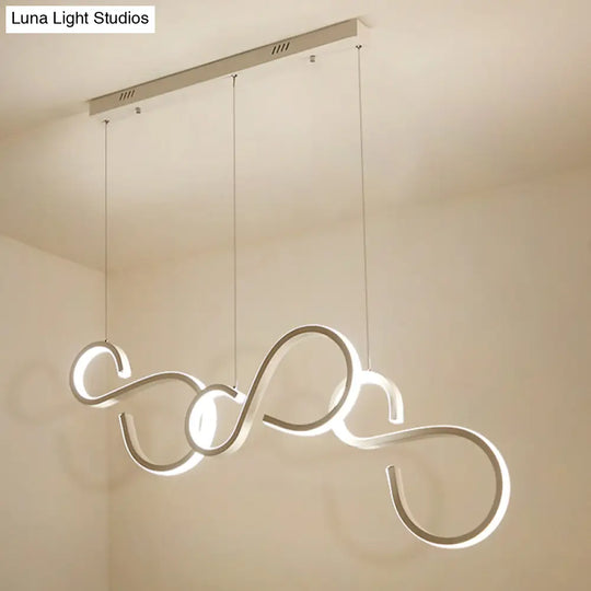 Modern White Acrylic Pendant Lighting - Twisted Design Led 31.5’/43’ Wide Ideal For Living Rooms