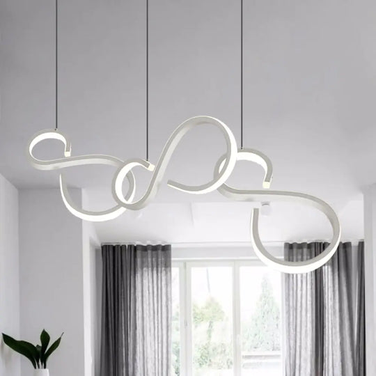 Modern White Acrylic Pendant Lighting - Twisted Design Led 31.5’/43’ Wide Ideal For Living